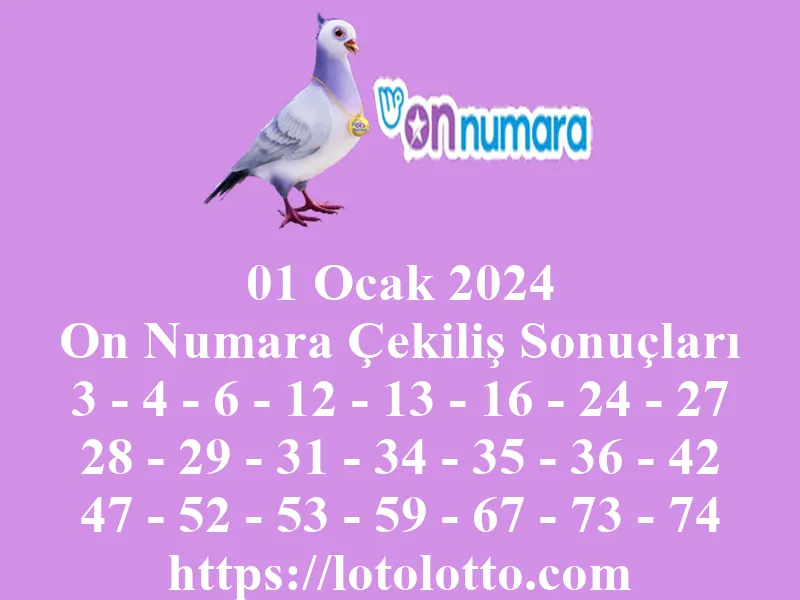 On Numara 01 Ocak 2024 Çekiliş Sonuçları