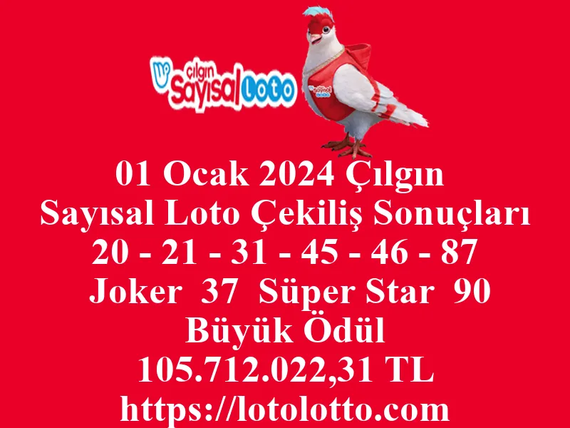 Sayısal Loto 01 Ocak 2024 Çekiliş Sonuçları