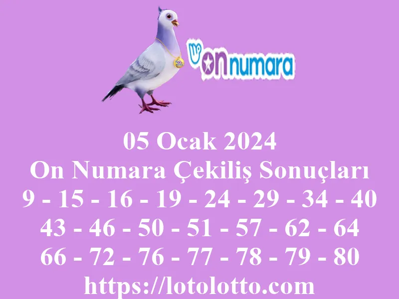 On Numara 05 Ocak 2024 Çekiliş Sonuçları