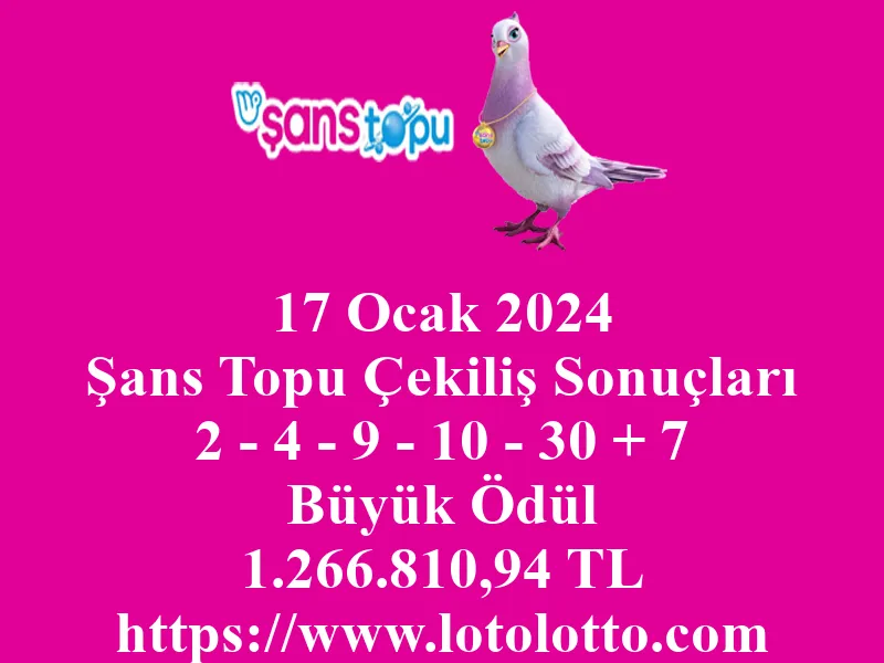 Şans Topu 17 Ocak 2024 Çekiliş Sonuçları