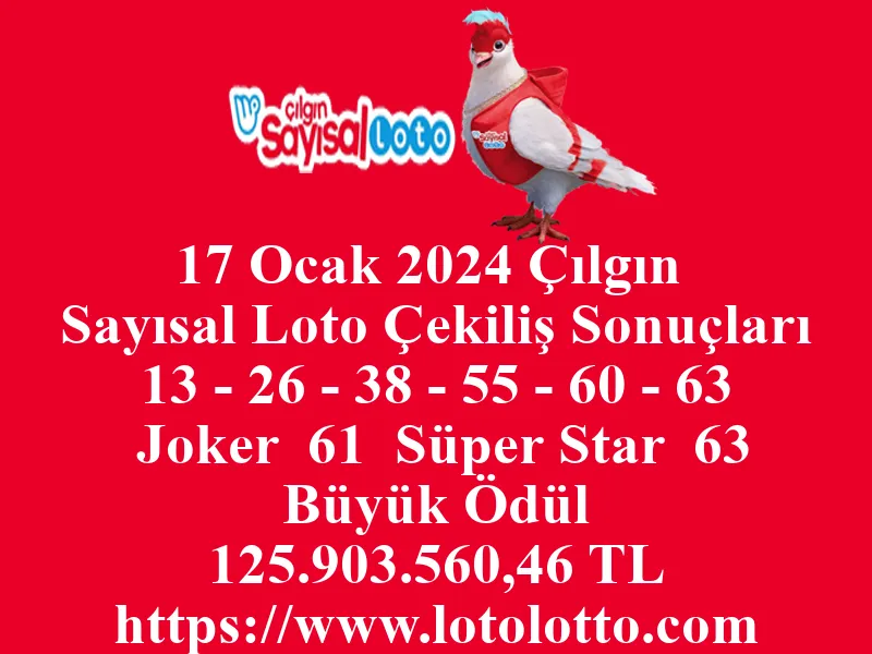 Sayısal Loto 17 Ocak 2024 Çekiliş Sonuçları