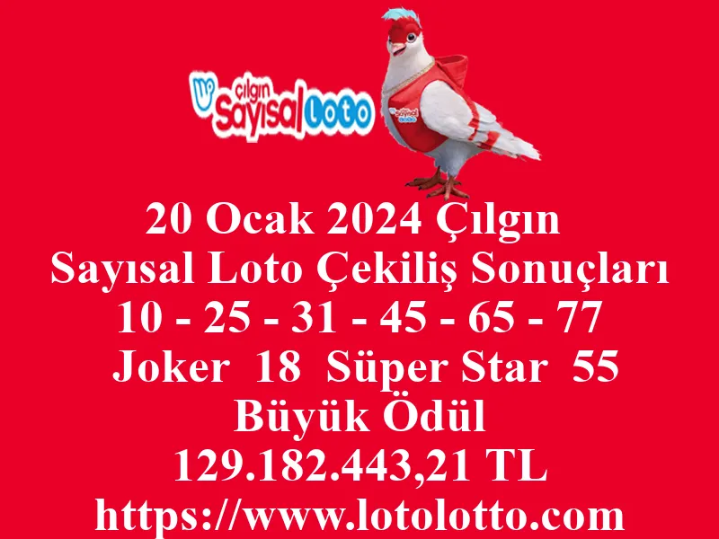 Sayısal Loto 20 Ocak 2024 Çekiliş Sonuçları