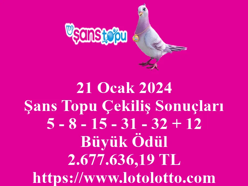 Şans Topu 21 Ocak 2024 Çekiliş Sonuçları