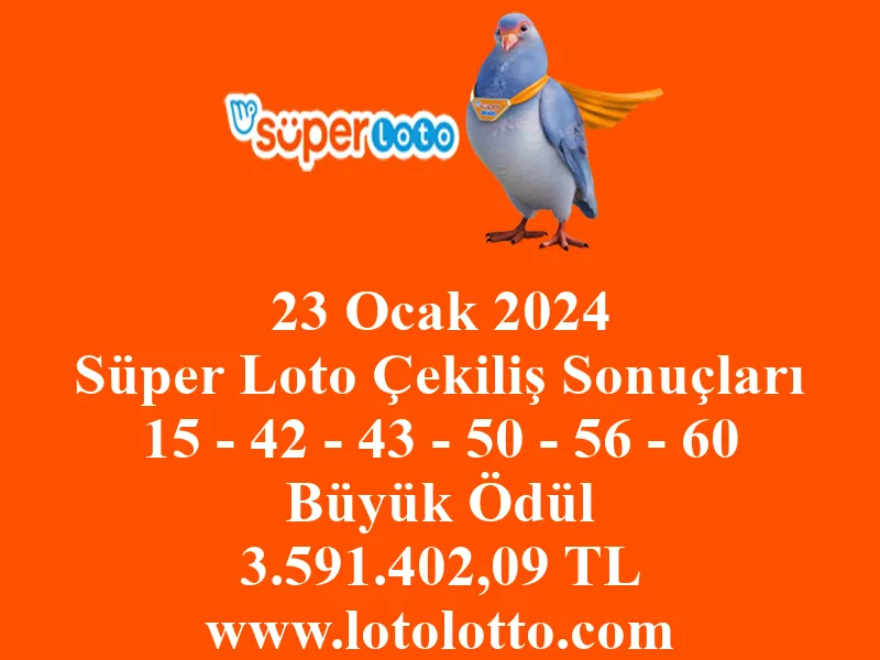 Süper Loto 23 Ocak 2024 Çekiliş Sonuçları