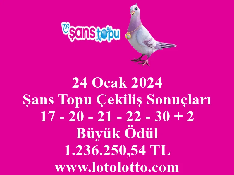 Şans Topu 24 Ocak 2024 Çekiliş Sonuçları