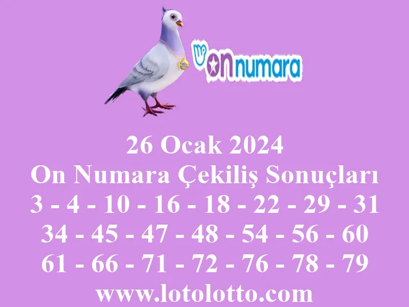 On Numara 26 Ocak 2024 Çekiliş Sonuçları