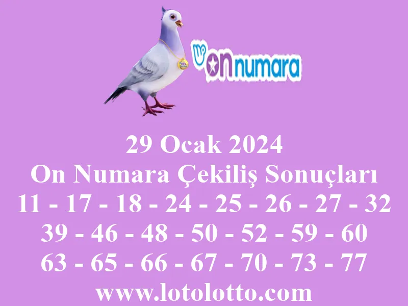 29 Ocak 2024 On Numara Çekiliş Sonuçları