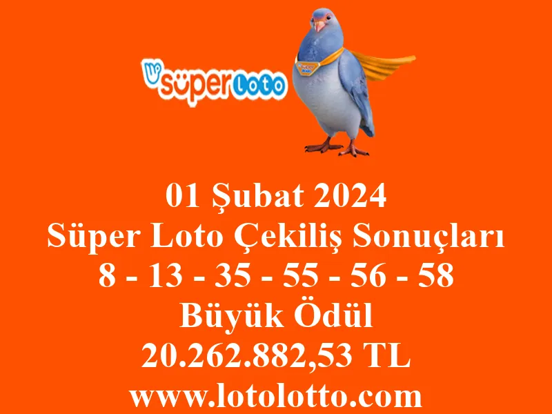 Süper Loto 01 Şubat 2024 Çekiliş Sonuçları