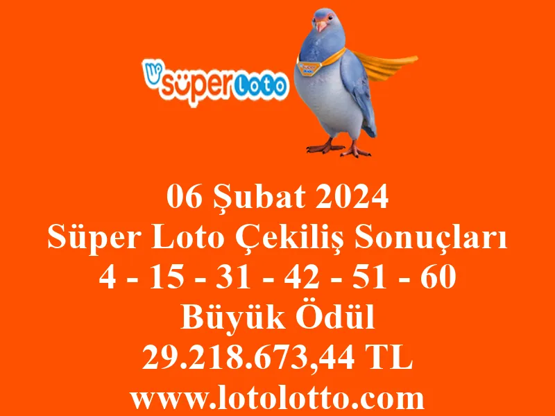 Süper Loto 06 Şubat 2024 Çekiliş Sonuçları