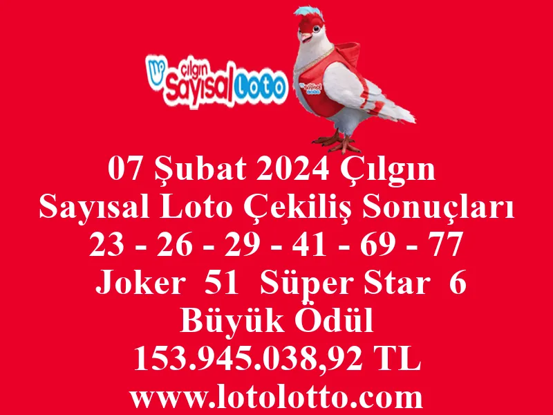 Sayısal Loto 07 Şubat 2024 Çekiliş Sonuçları