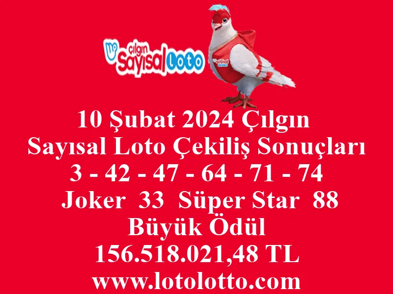 Sayısal Loto 10 Şubat 2024 Çekiliş Sonuçları