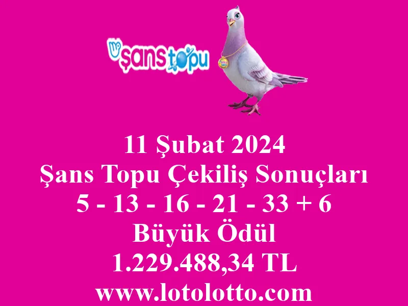 Şans Topu 11 Şubat 2024 Çekiliş Sonuçları