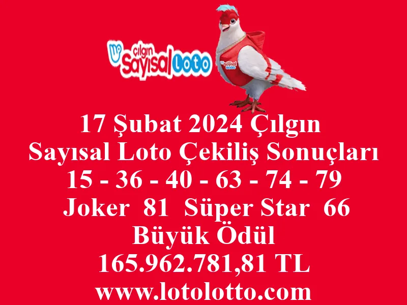 Sayısal Loto 17 Şubat 2024 Çekiliş Sonuçları