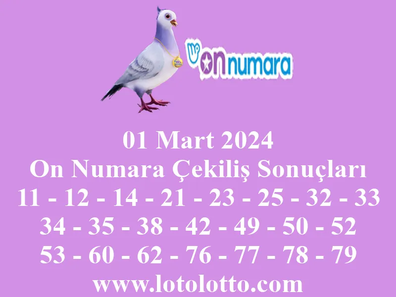 01 Mart 2024 On Numara Çekiliş Sonuçları