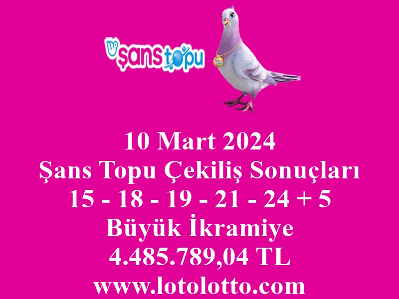 10 Mart 2024 Şans Topu Çekiliş Sonuçları