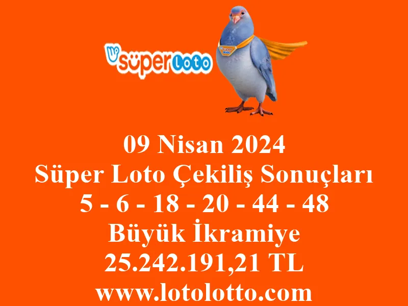 Süper Loto 09 Nisan 2024 Çekiliş Sonuçları