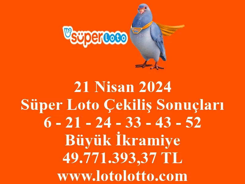 21 Nisan 2024 Süper Loto Çekiliş Sonuçları