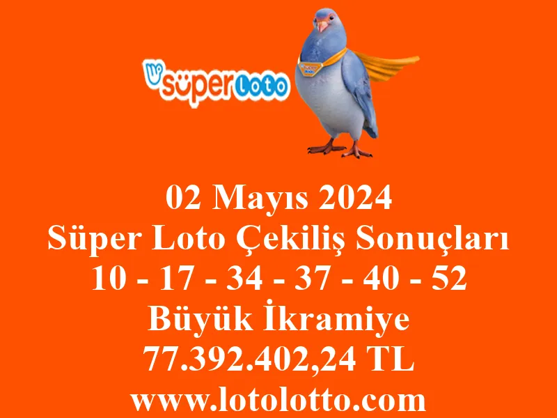 02 Mayıs 2024 Süper Loto Çekiliş Sonuçları