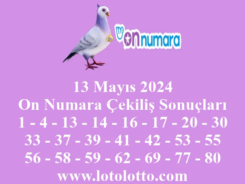 13 Mayıs 2024 On Numara Çekiliş Sonuçları