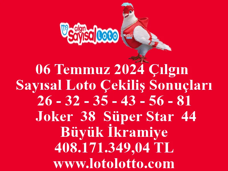 Sayısal Loto 06 Temmuz 2024 Çekiliş Sonuçları
