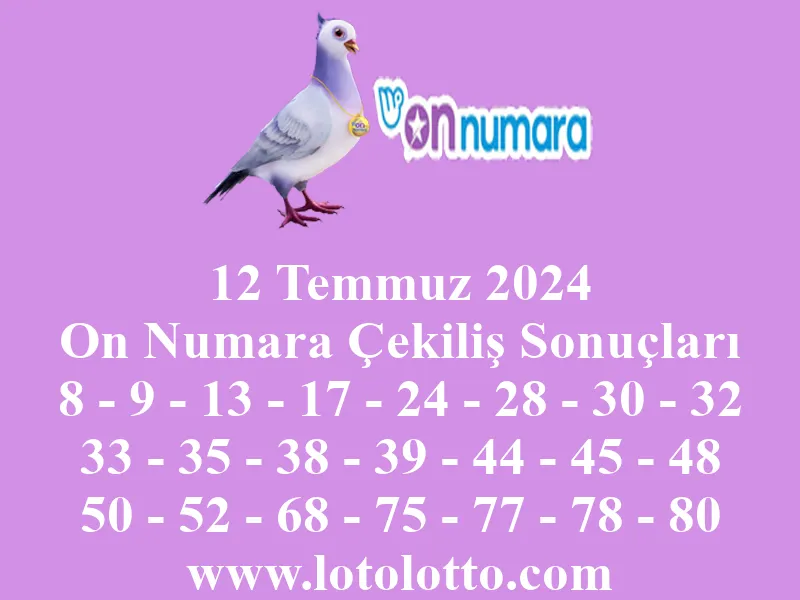 12 Temmuz 2024 On Numara Çekiliş Sonuçları