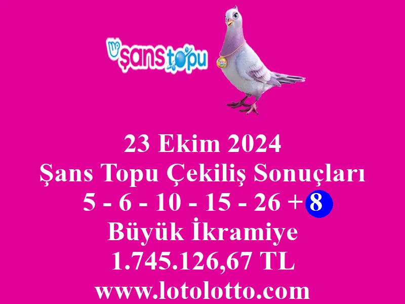 Şans Topu 23 Ekim 2024 Çekiliş Sonuçları