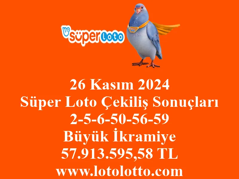 26 Kasım 2024 Süper Loto Çekiliş Sonuçları