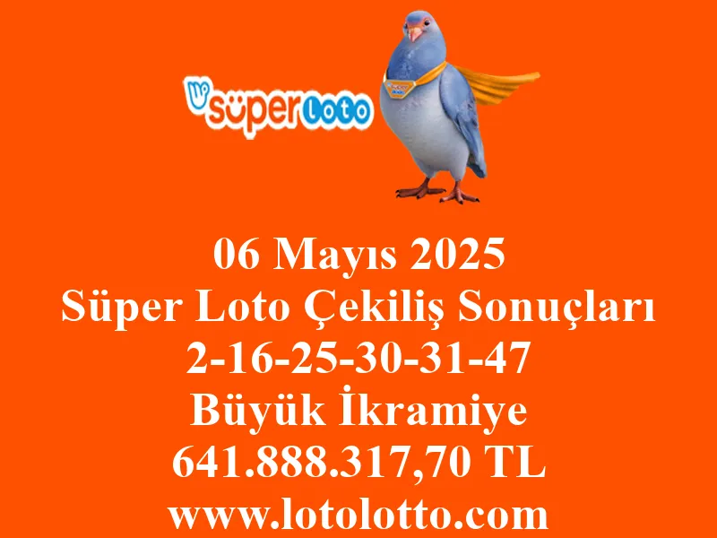 06 Mayıs 2025 Süper Loto Çekiliş Sonuçları