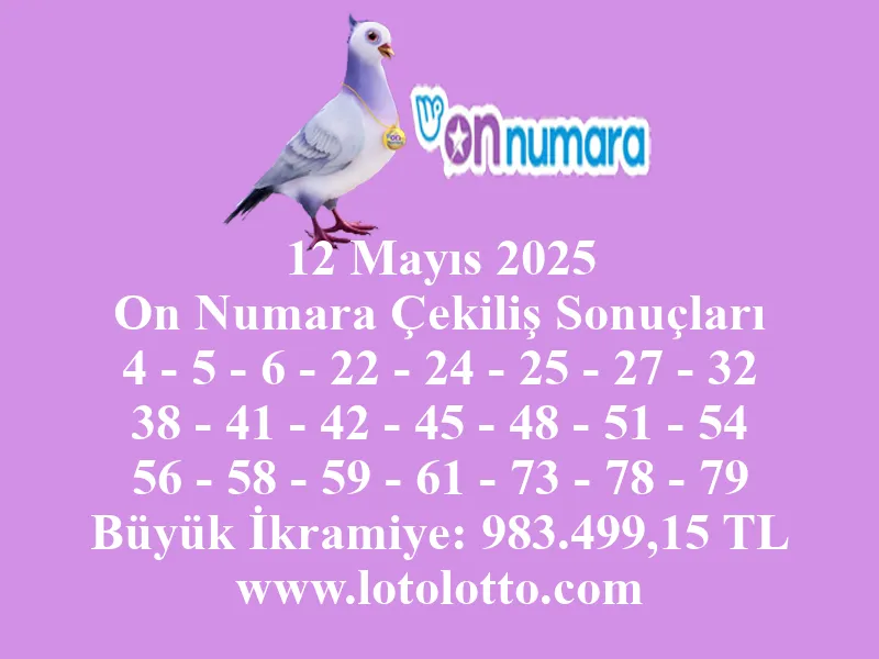 12 Mayıs 2025 On Numara Çekiliş Sonuçları