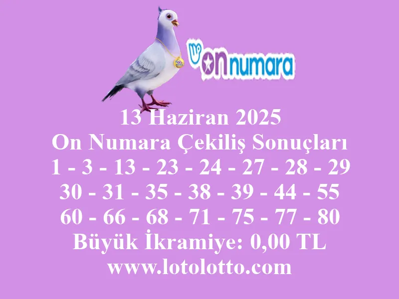 13 Haziran 2025 On Numara Çekiliş Sonuçları
