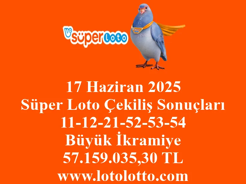 17 Haziran 2025 Süper Loto Çekiliş Sonuçları