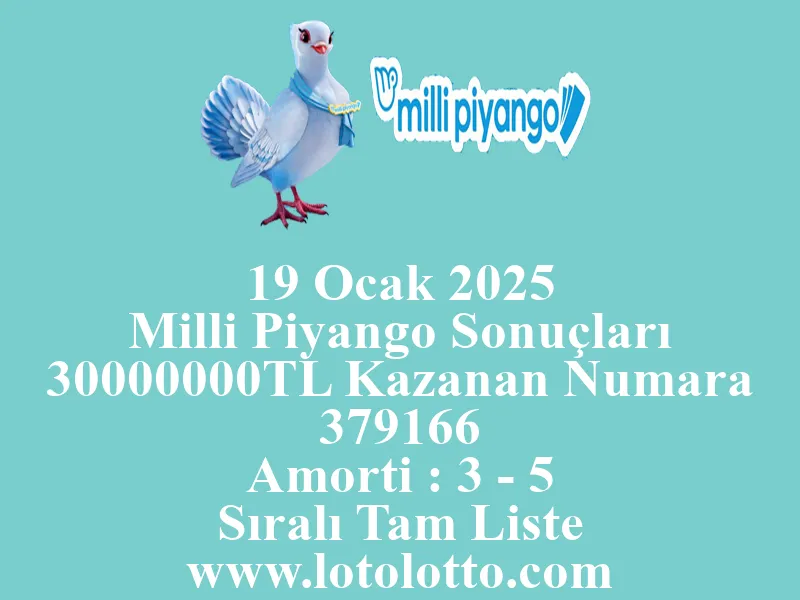 19 Ocak 2025 Milli Piyango Sonuçları