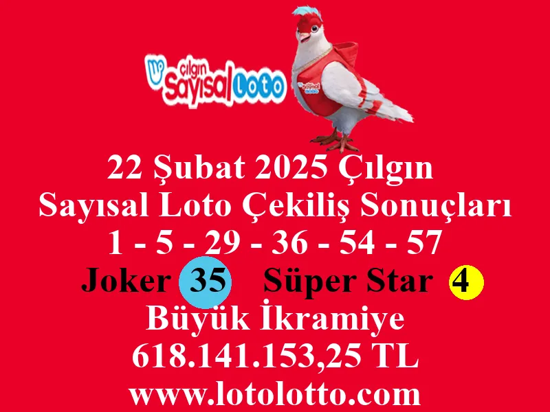 22 Şubat 2025 Çılgın Sayısal Loto Çekiliş Sonuçları