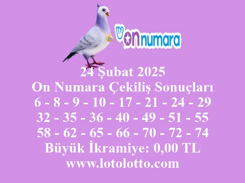 24 Şubat 2025 On Numara Çekiliş Sonuçları
