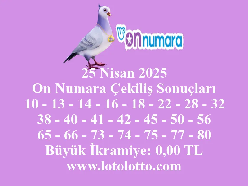 25 Nisan 2025 On Numara Çekiliş Sonuçları