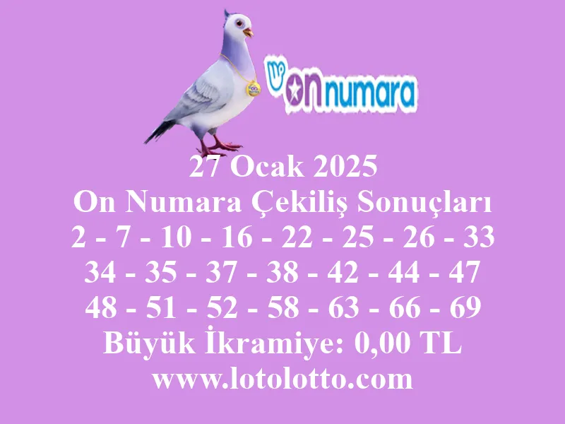 27 Ocak 2025 On Numara Çekiliş Sonuçları