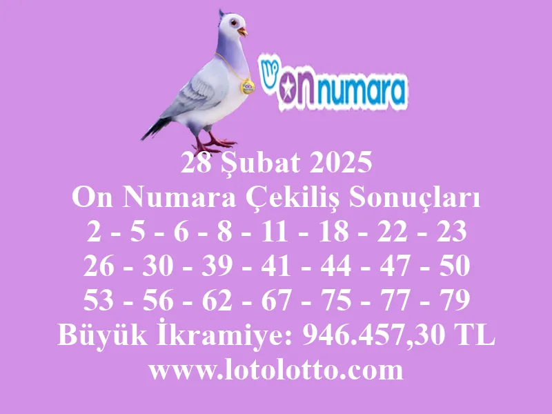 28 Şubat 2025 On Numara Çekiliş Sonuçları