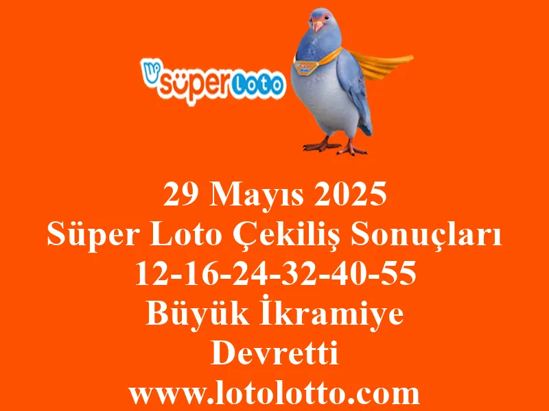 29 Mayıs 2025 Süper Loto Çekiliş Sonuçları