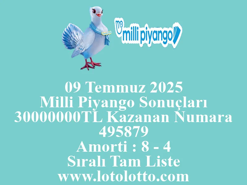 09 Temmuz 2025 Milli Piyango Sonuçları