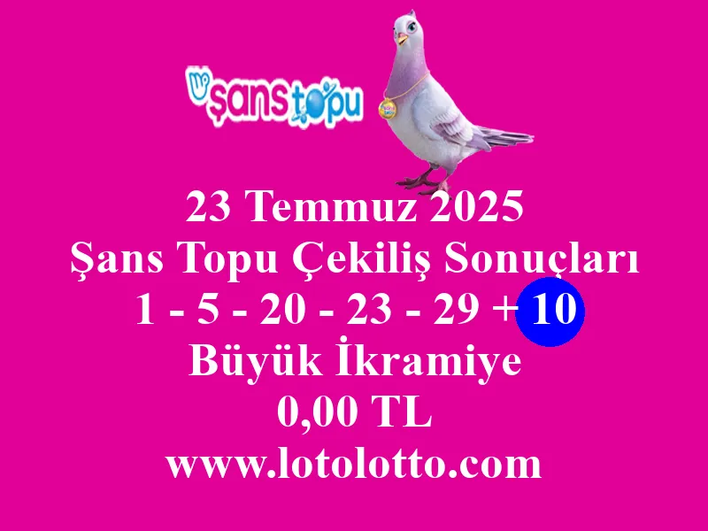 23 Temmuz 2025 Şans Topu Çekiliş Sonuçları
