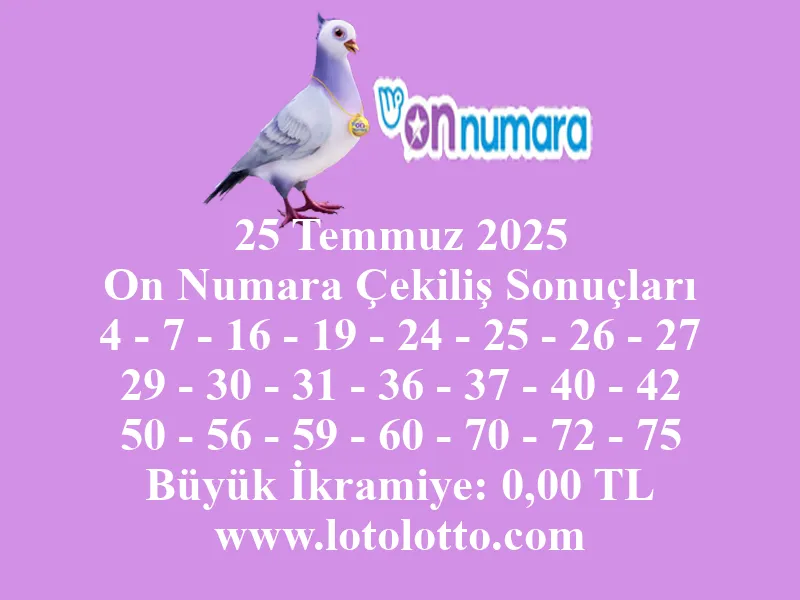 25 Temmuz 2025 On Numara Çekiliş Sonuçları
