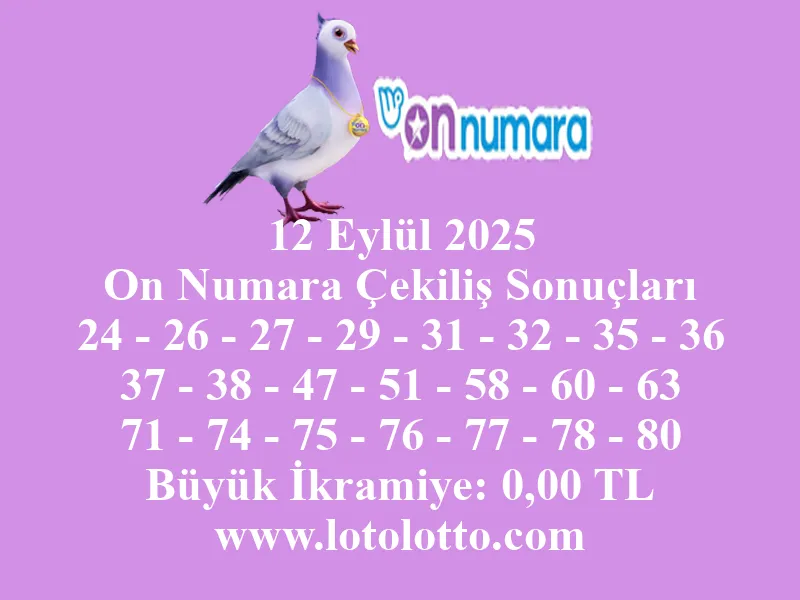 12 Eylül 2025 On Numara Çekiliş Sonuçları