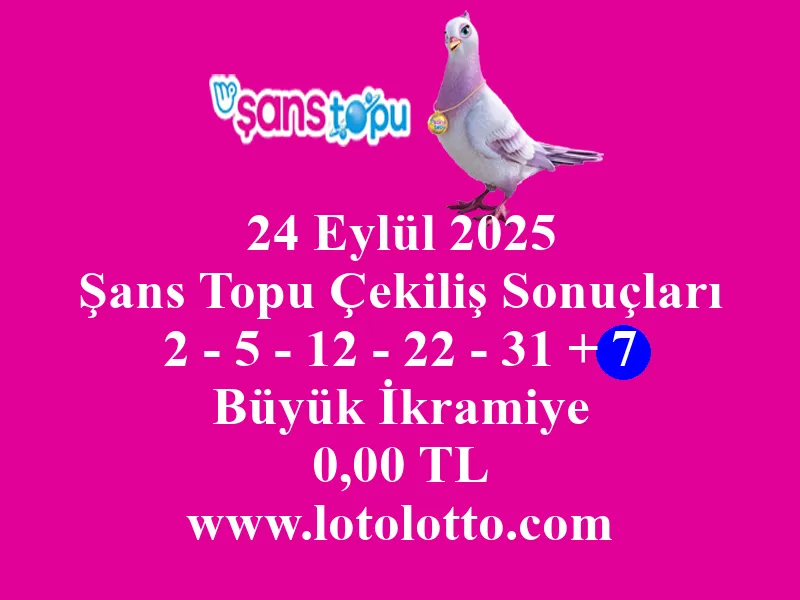 24 Eylül 2025 Şans Topu Çekiliş Sonuçları