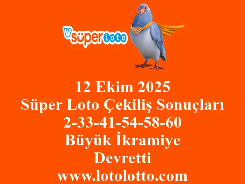 12 Ekim 2025 Süper Loto Çekiliş Sonuçları