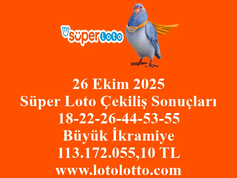 26 Ekim 2025 Süper Loto Çekiliş Sonuçları 26 Ekim 2025 Süper Loto Çekiliş Sonuçları