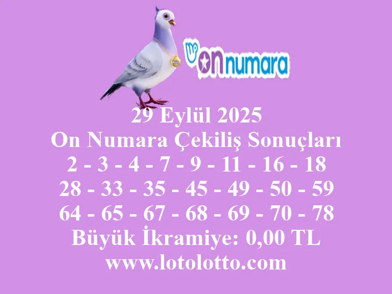 29 Eylül 2025 On Numara Çekiliş Sonuçları