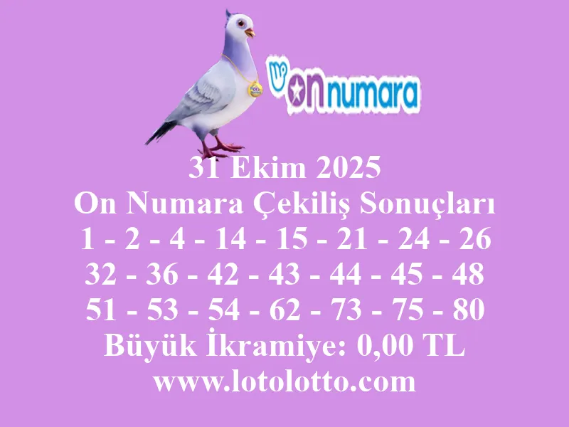 31 Ekim 2025 On Numara Çekiliş Sonuçları