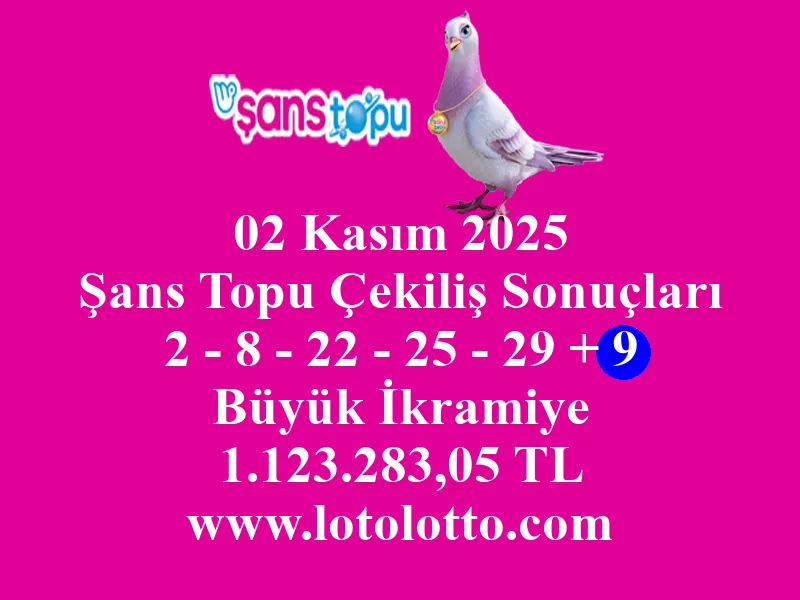 02 Kasım 2025 Şans Topu Çekiliş Sonuçları