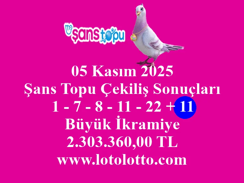 05 Kasım 2025 Şans Topu Çekiliş Sonuçları