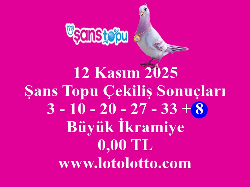 12 Kasım 2025 Şans Topu Çekiliş Sonuçları